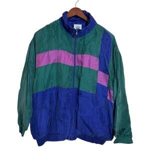 Washers Vintage 90s 100% Silk Track Jacket Oversized Patchwork Look Retro Large